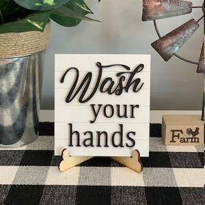 Mini Ship-lap - Wash Your Hands 2 | Bathroom Sign | Sink sign | Farmhouse | Rustic | bathroom decor | Hands | Bathroom
