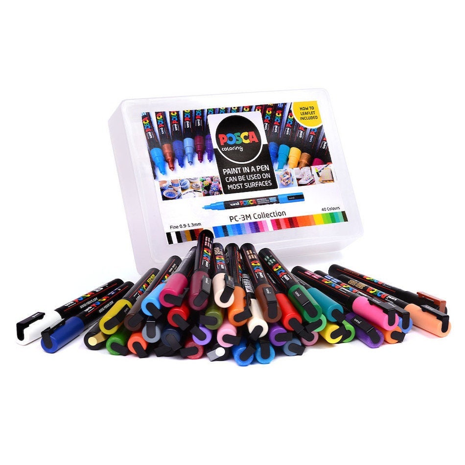 Uni POSCA Marker Pen PC-3M Fine Collection Box of 40 Assorted NEW on Market  with 2 free wallets included -  Italia