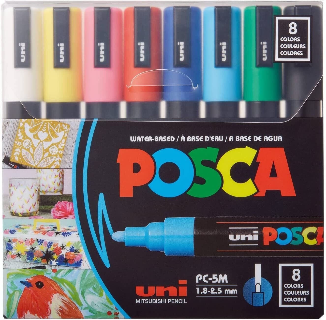 Uni-posca Japan Paint Marker Pen, Medium Point, Set of 8 Color