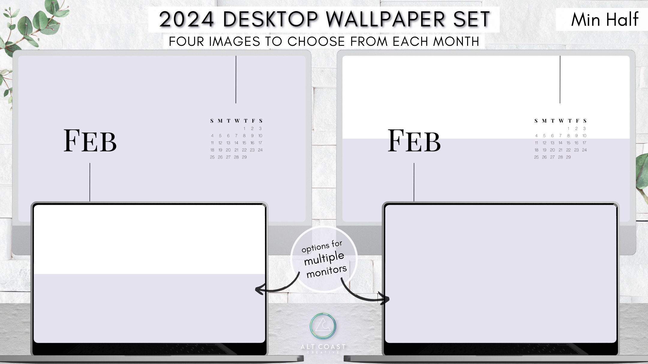 2024 Minimalist Desktop Wallpaper Set Min Half Serif Font - Etsy