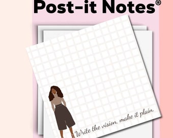 Sticky Notes | Write the Vision, Make It Plain - Post-it Notes®| Faith, Inspiration, Jesus, Women, Stationery, Gift 3" x 3" (50 Sheets)