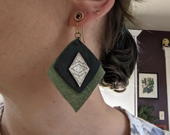 Mod & Deco Geometric Embossed Leather Earrings