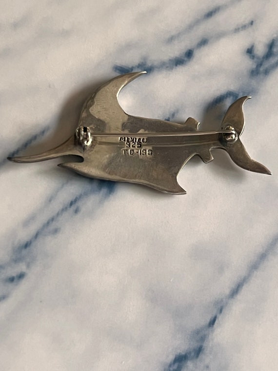 Vintage taxco sterling silver marlin brooch - image 3