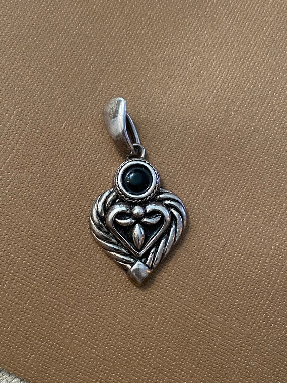 Onyx & Sterling Silver Vintage Handmade Heart Mode