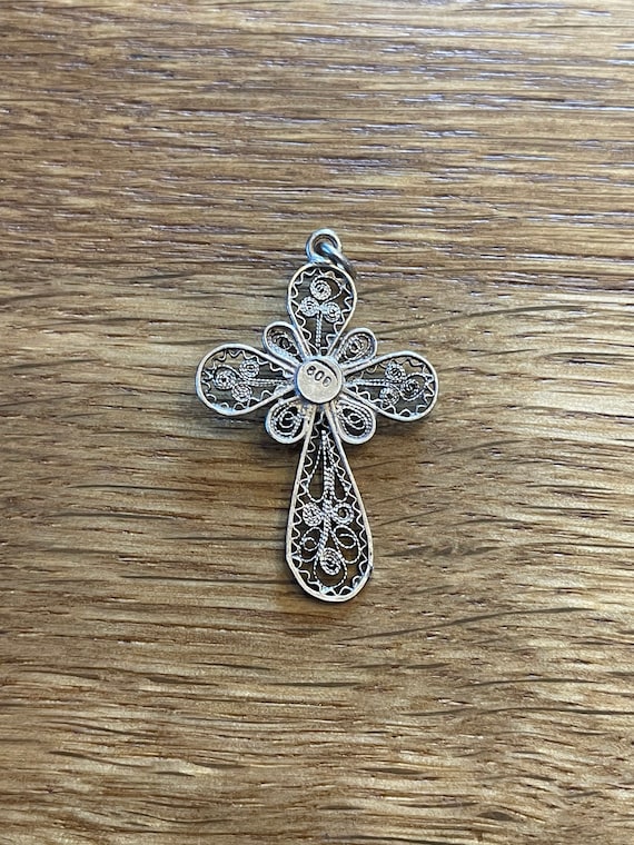 800 Silver Handmade European Cross Filigree Accen… - image 4