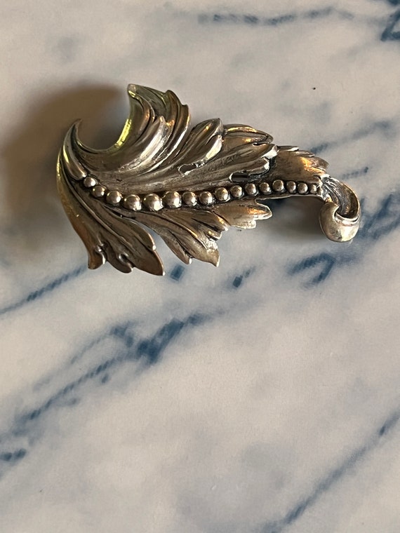 Vintage Danecraft sterling silver grape leaf broo… - image 1