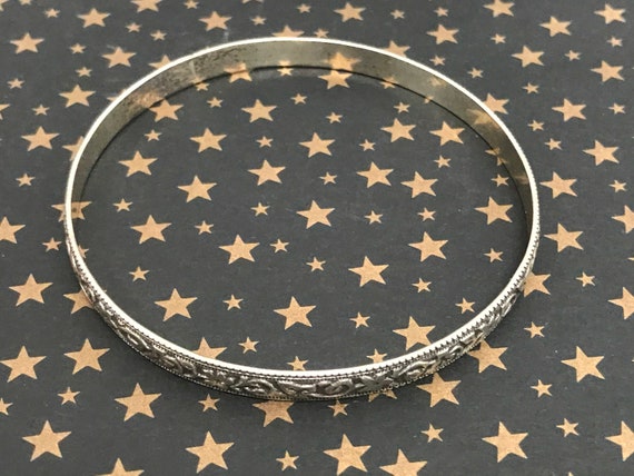 Vintage Sterling Silver Danecraft Floral Bangle B… - image 1