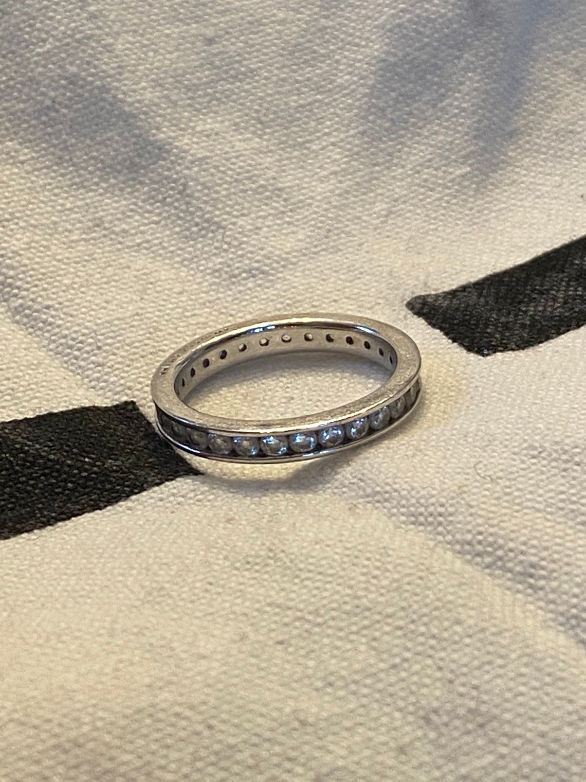 Channel Set Cubic Zirconia Sterling Silver Eternity Ring Etsy