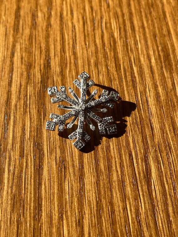 Vintage Sterling Silver Snowflake Handmade Pendan… - image 1