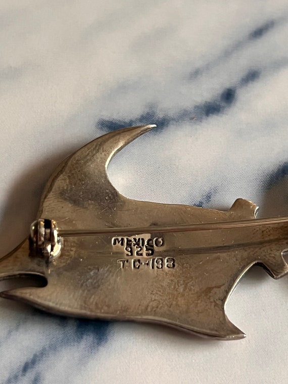 Vintage taxco sterling silver marlin brooch - image 4