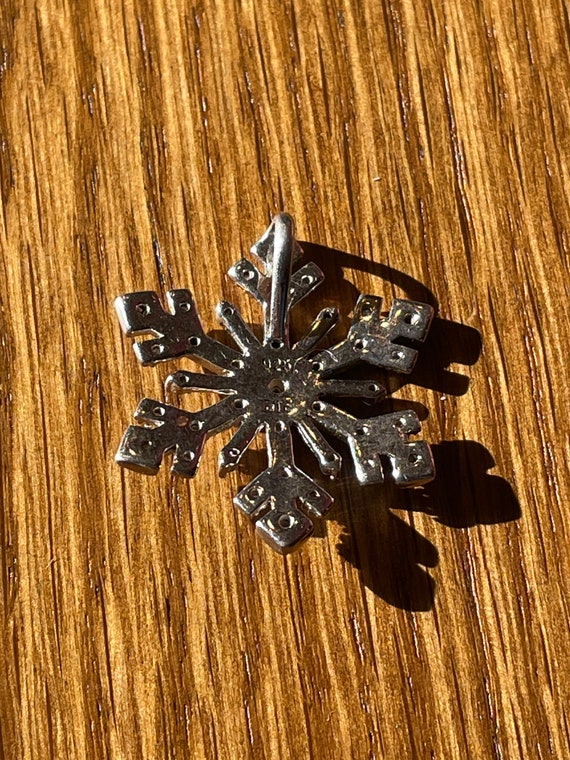 Vintage Sterling Silver Snowflake Handmade Pendan… - image 3