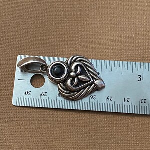 Onyx & Sterling Silver Vintage Handmade Heart Modern Pendant image 5