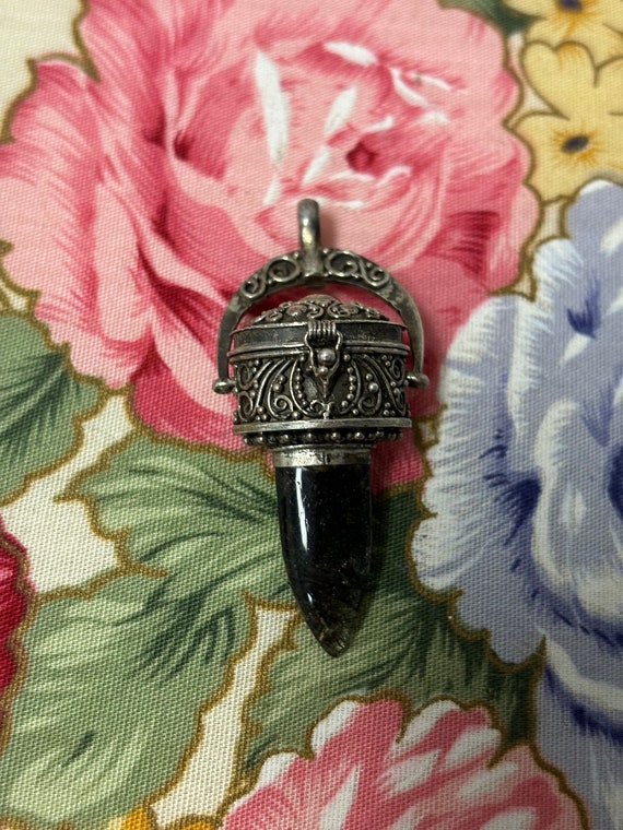 Vintage locket and Drop crystal charm - image 1