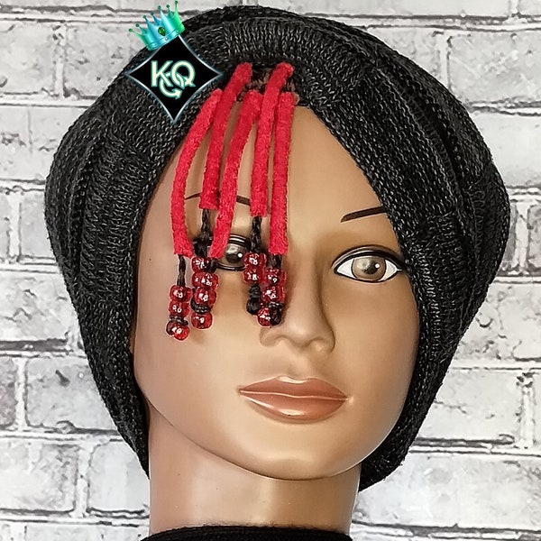 Mini Loc Jewelry – Colorful Dread Wraps – Small Loc beads – Boho Hippie Fairy Hair – Faux Dread Hair Wraps - Loc & Braid Jewelry -  Ruby Red