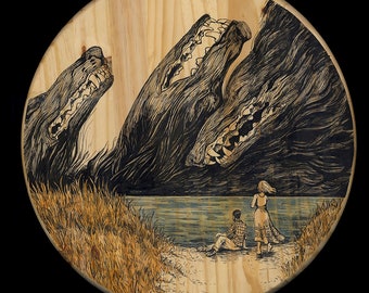 Sea of Wolves - 11x11 Surreal Wood Folk Art Print