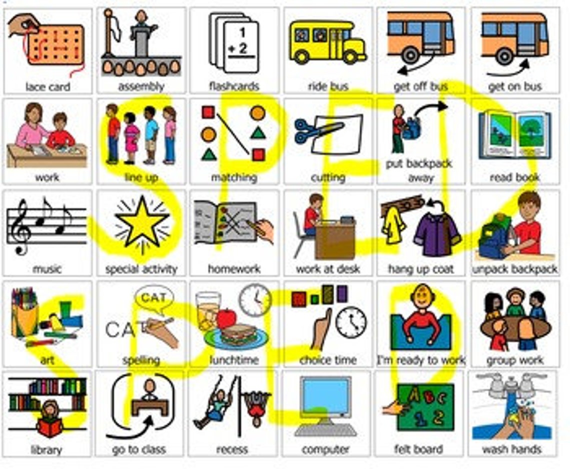 School PEC symbols 120 communication system boardmaker PCS Etsy