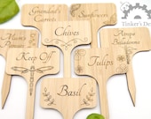 Personalised Plant Markers - Custom Planter Labels, Wooden Herb Labels, Seed Tags, Seed Labels Seed Markers. Cusom Herb Markers - Engraved