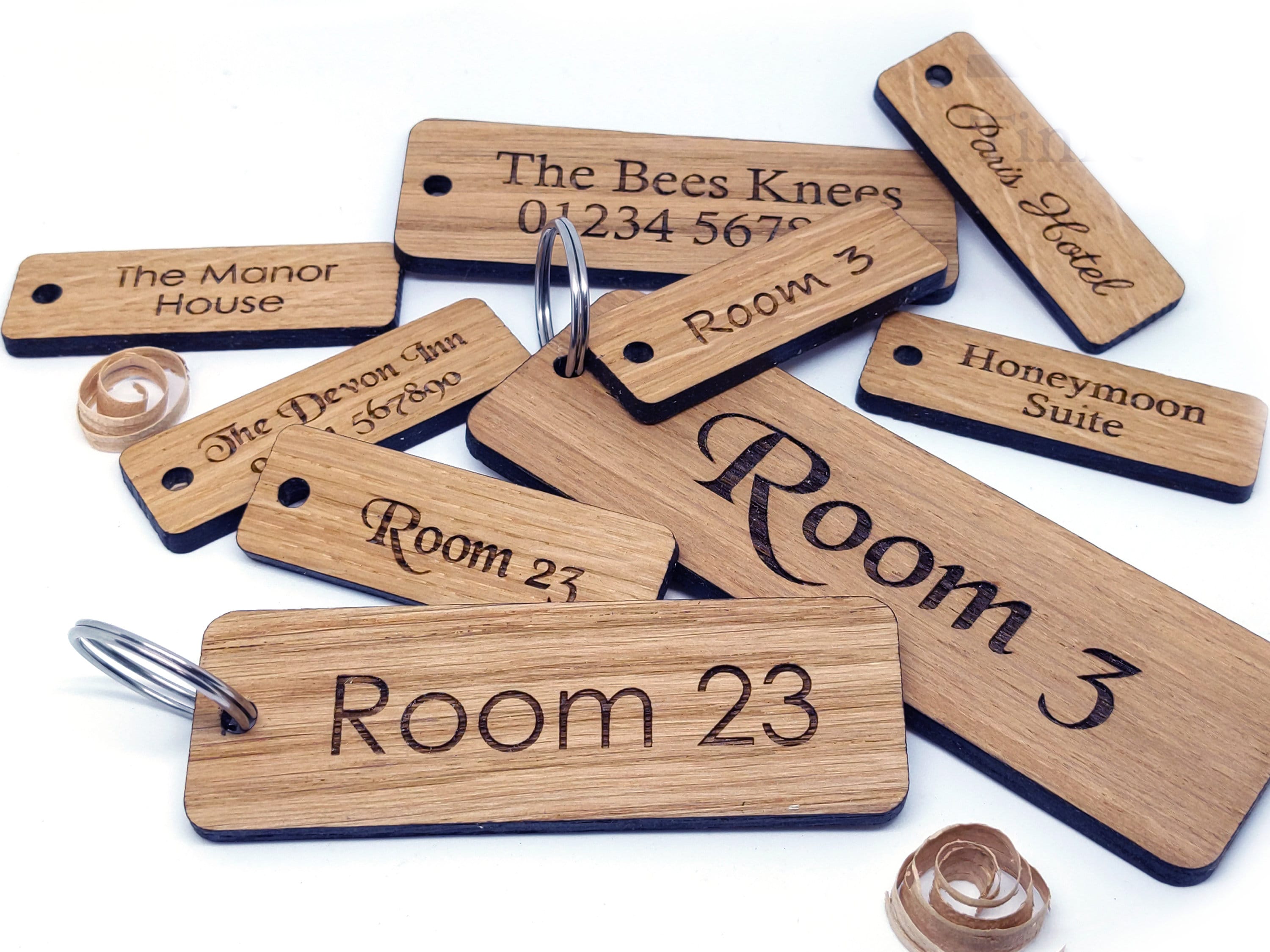 Custom Hotel Key Rings Solid Wooden Key Fob Small Medium Etsy