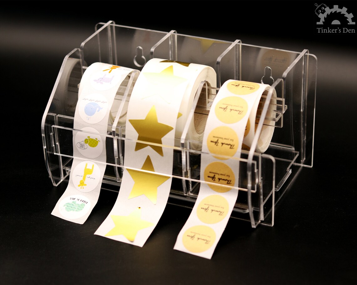 Sticker Roll Holder Acrylic Sticker Dispenser Wooden Etsy