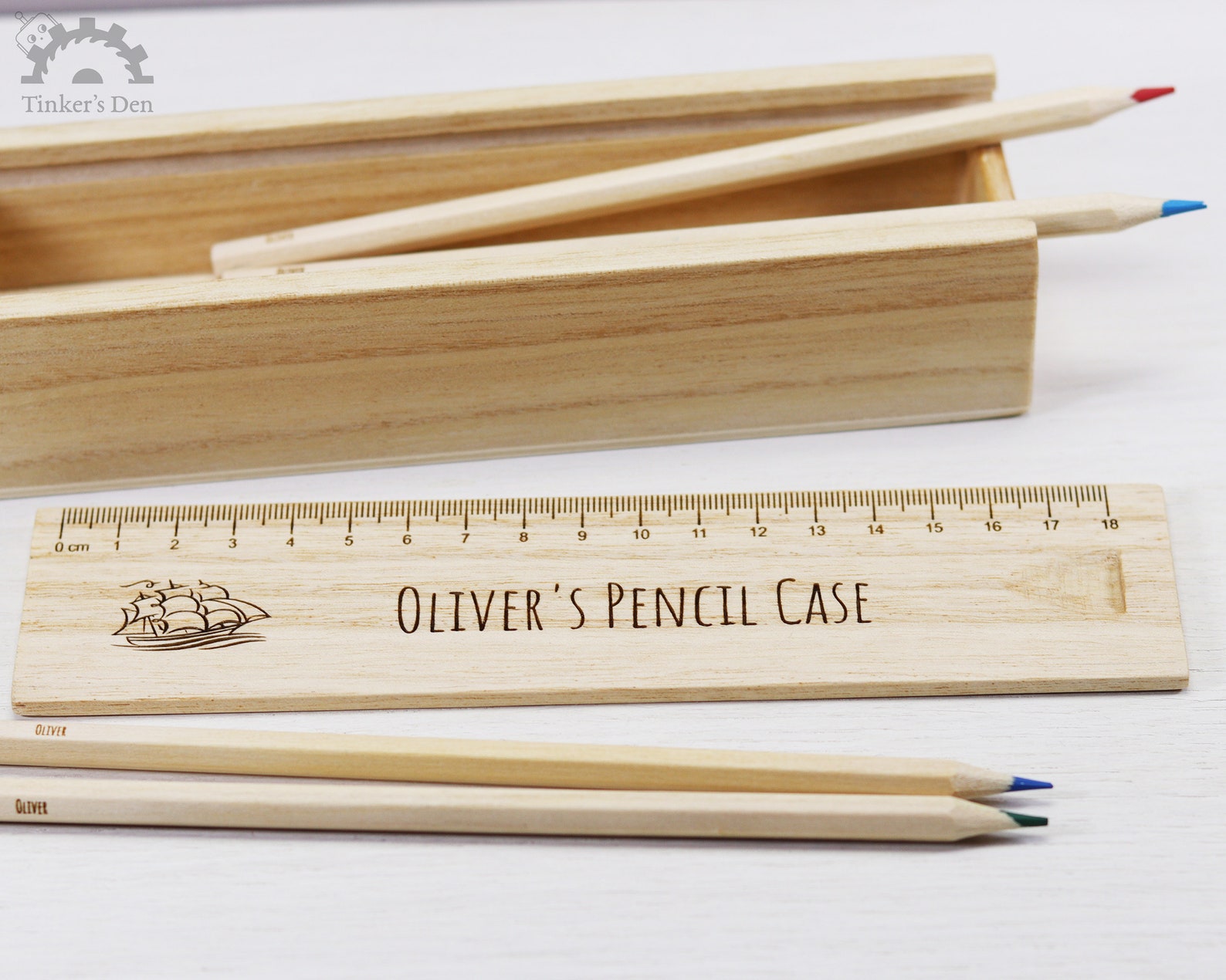 Personalised Pencil Case Wooden Engraved Pencil Case Set. Etsy