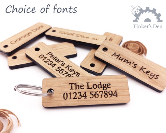 oak. engraved hotel key ring Sets of numbered wooden key tags keyring fobs 