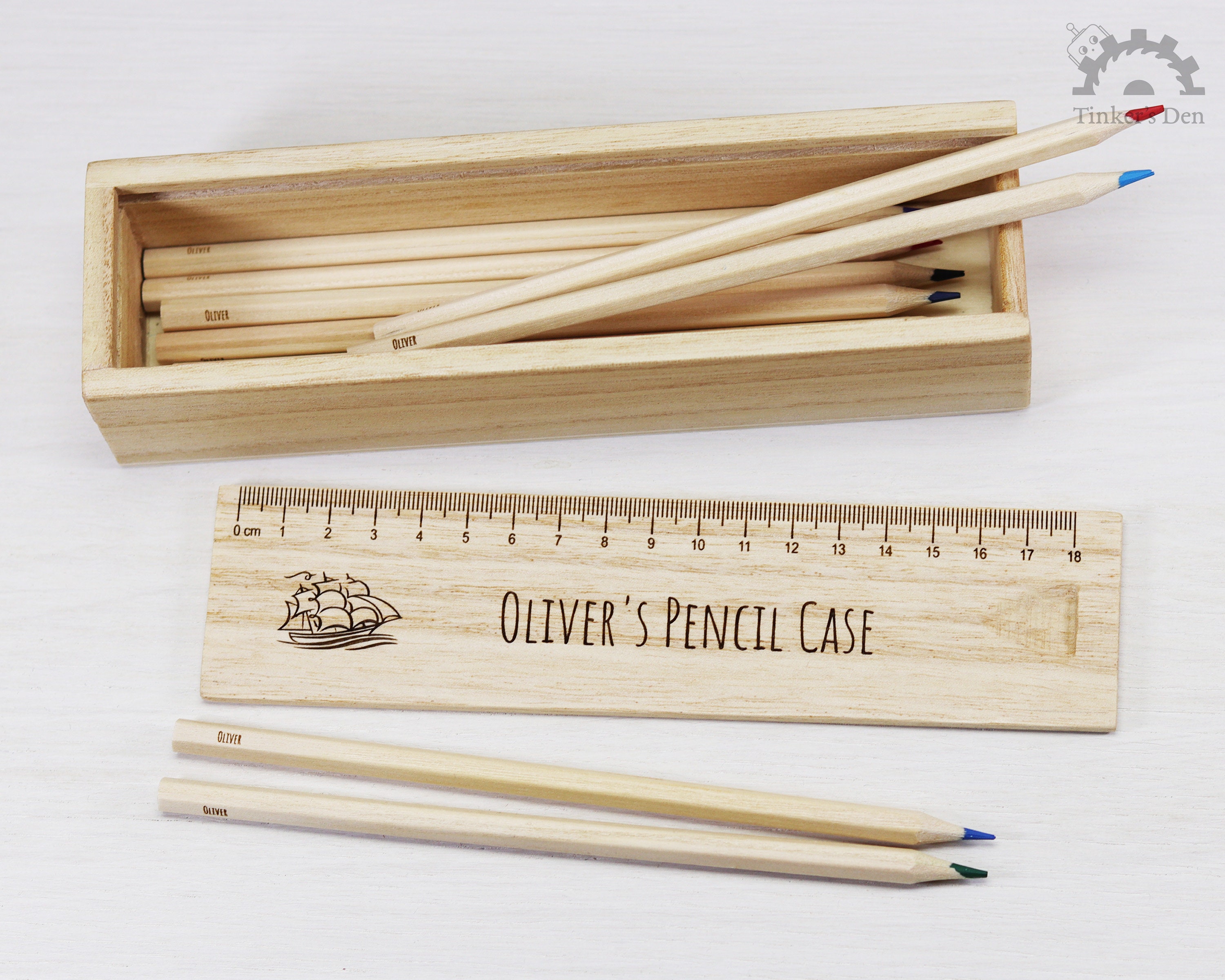 Personalised Pencil Case Wooden Engraved Pencil Case Set. Etsy