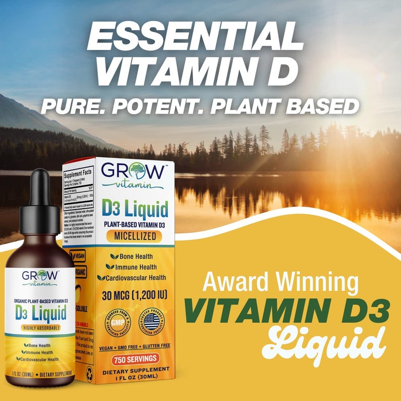 Vitamin D3 Liquid Supplement Supports Healthy Bones, Immunity, Strong