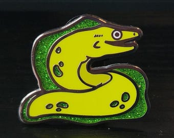 Moray Eel Green Glitter Enamel Pin