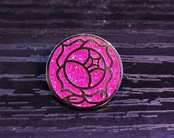 Utena Rose Signet Glitter Enamel Pin