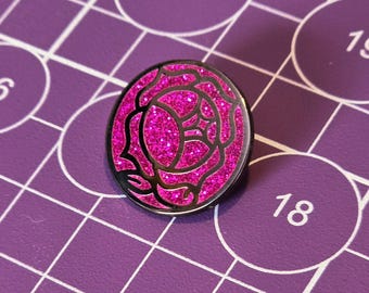 Rose Signet Glitter Enamel Pin