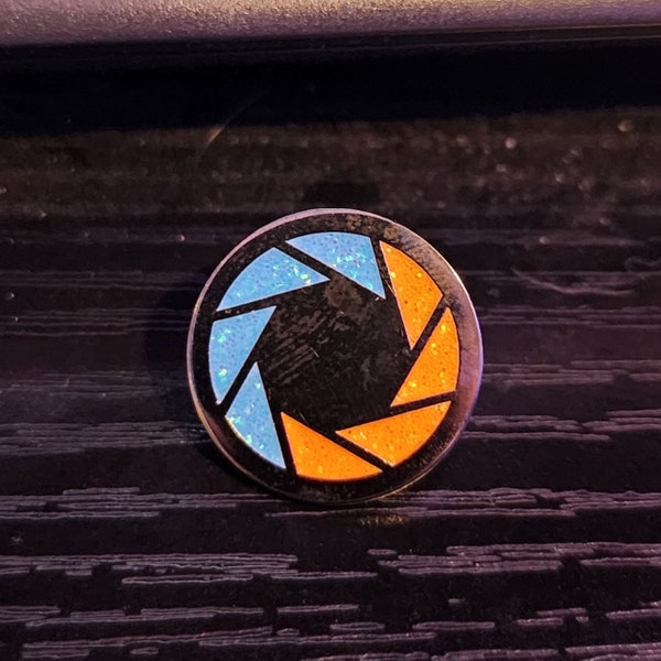 Aperture Science Glitter Enamel Pin