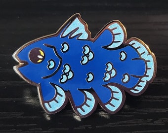 Coelacanth Blue Glitter Enamel Pin