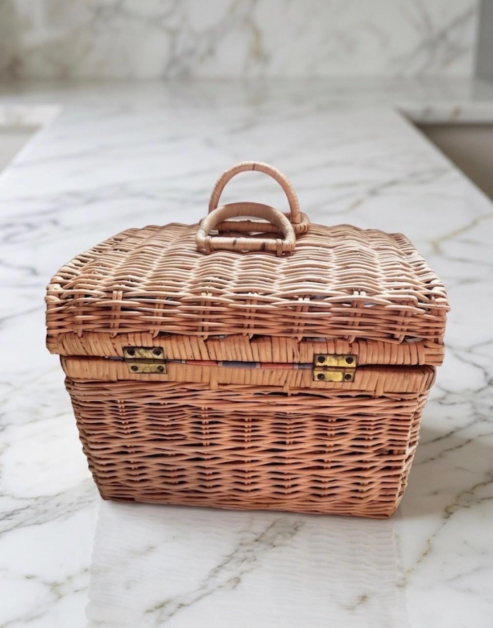 Vintage Blue Picnic Basket - Etsy