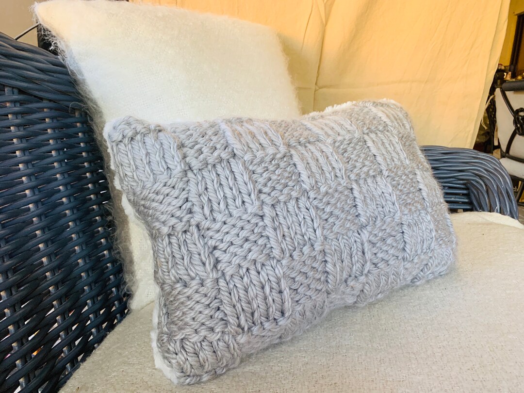 Knitted Throw Pillow Handmade Knitted Pillow Decorative Etsy