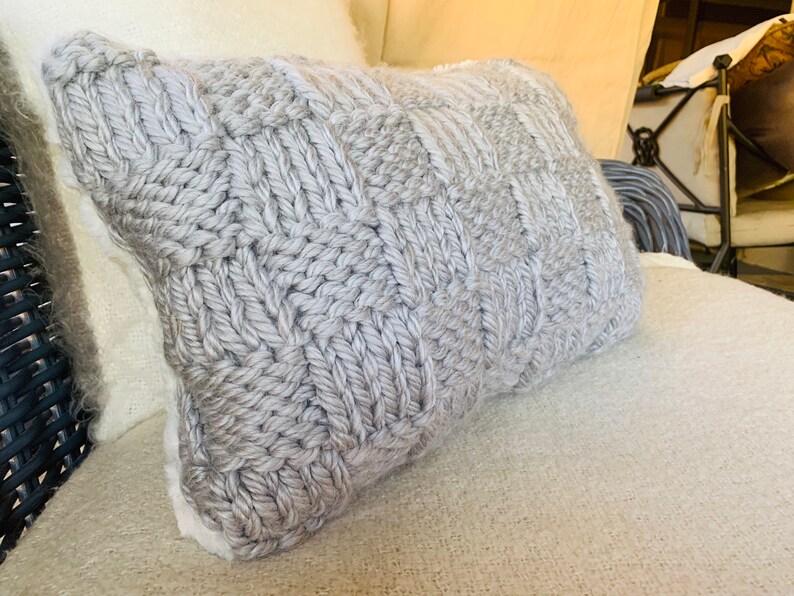 Knitted Throw Pillow Handmade Knitted Pillow Decorative Etsy