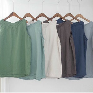 SUMMER SPECIAL Women’s 100% Organic Rustic Linen Loose Fit Sleeveless Blouse