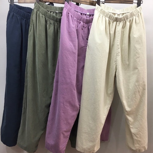 Women’s Thin Corduroy High Rise Wide Legs Baggy Pants New for Fall 2021