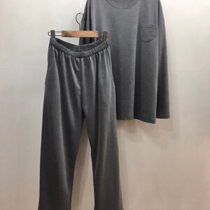 Damen Organic Pigment Biowashing Cotton 100% Top und Mid-rise Loose fit Jogginghose Vintage Set für Frühling und Herbst