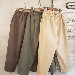 Women's Slightly Stretching Pigment Medium-Thick Cotton Mid-Rise Cropped Relaxed fit Pants