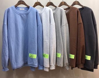 Oversized Fleece Sweatshirt | Thick Cotton Pullover, Korean Made Loungewear