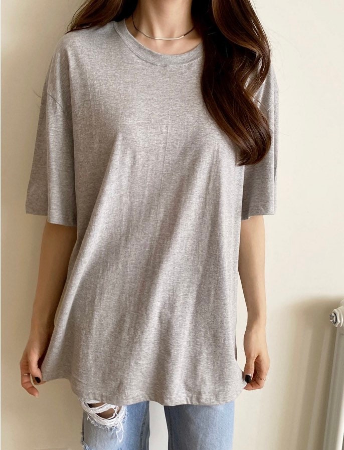 Womens Basic Simple Thin Cotton Long T Shirts Etsy