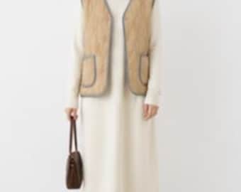 Women's Two Tone Sherpa Quilted Vest | Korean Made Winter Layering Vest