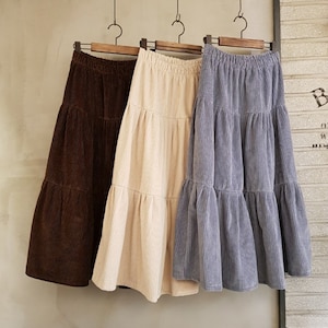 Corduroy top flare skirt
