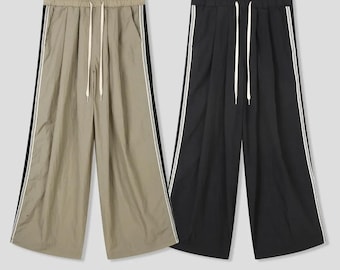 Weitbeinige Trainingshose | Unisex Streetwear-Jogginghose mit hoher Taille, lässige Hose mit Kordelzug und lockerer Passform