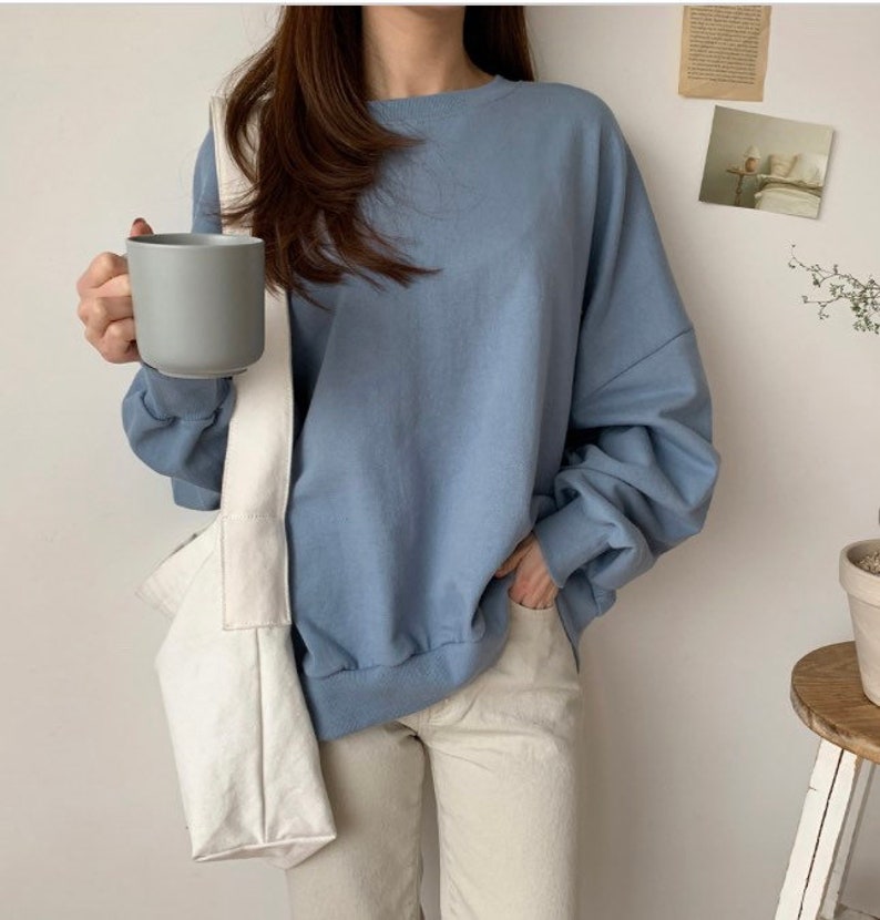 Women’s Basic Simple Solid Cotton Sweatshirts for Spring image 1