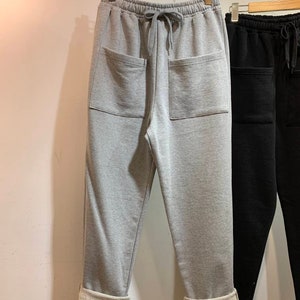 Women's Tapered Cotton Sweatpants With Front Big Pockets - Etsy