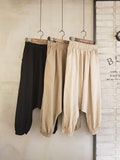Natural 100% Linen Drop Crotch Jogger - Baggy Yoga Harem Style with Elastic Waist