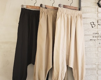Women’s Organic Linen Banding Harem Yoga Capri Pants