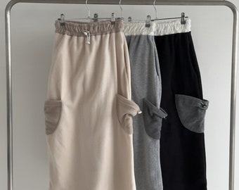 Women's Fleece Pockets Long Skirt