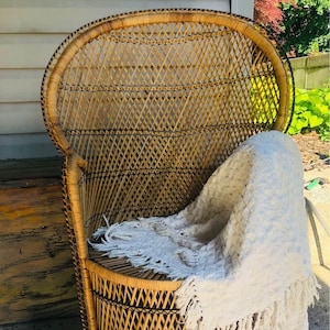 Medium Vintage Rattan Emmanuelle Peacock Chair | Boho | Vintage Furniture | Wicker Chair | 1970s